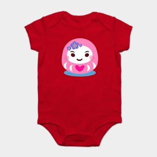 Pink Daruma Doll Baby Bodysuit